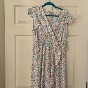 Perfect Spring Dress - Nine.Eight Women's Flutter Sleeve Faux Wrap Maxi Dress